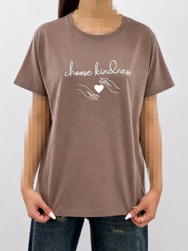تیشرت زنانه طرح Choose Kindness نخ پنبه یقه گرد |آلما شاپ